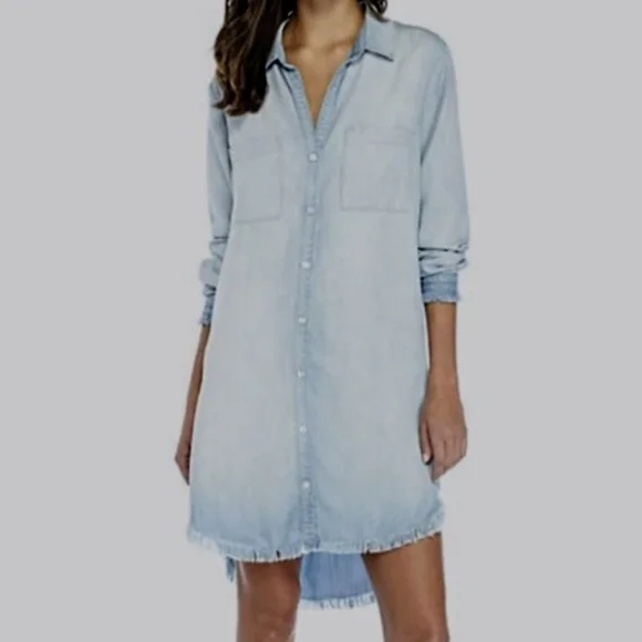Cloth & Stone Light Blue Denim Shirt Dress - Picture 1 of 10